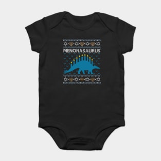 Funny Ugly Hanukkah Sweater, Dinosaur Menorasaurus Baby Bodysuit